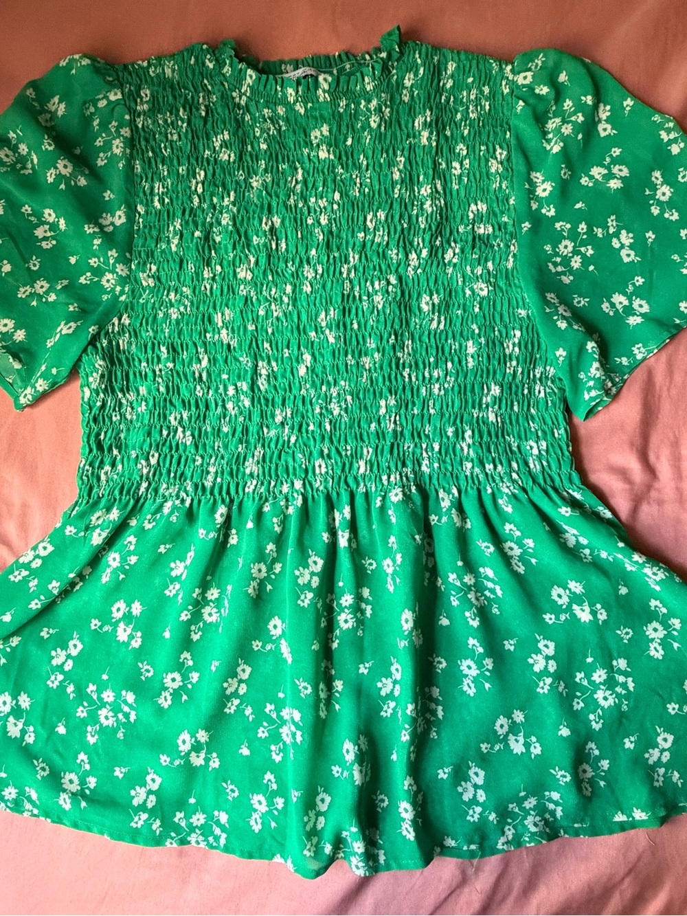 Sweet Rain Green Floral Smocked Casual Skirt